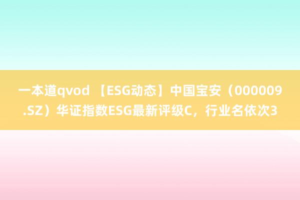 一本道qvod 【ESG动态】中国宝安（000009.SZ）华证指数ESG最新评级C，行业名依次3