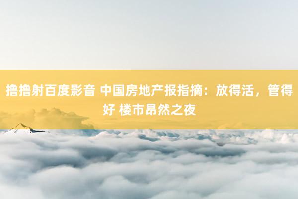 撸撸射百度影音 中国房地产报指摘：放得活，管得好 楼市昂然之夜