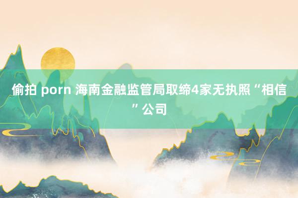 偷拍 porn 海南金融监管局取缔4家无执照“相信”公司