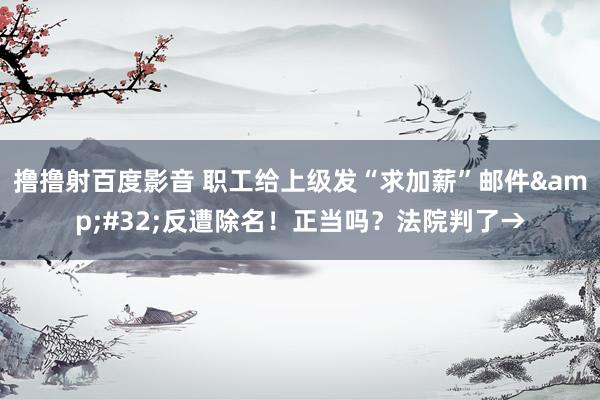 撸撸射百度影音 职工给上级发“求加薪”邮件&#32;反遭除名！正当吗？法院判了→