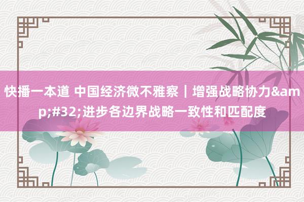 快播一本道 中国经济微不雅察｜增强战略协力&#32;进步各边界战略一致性和匹配度