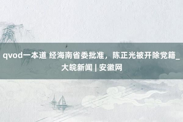 qvod一本道 经海南省委批准，陈正光被开除党籍_大皖新闻 | 安徽网