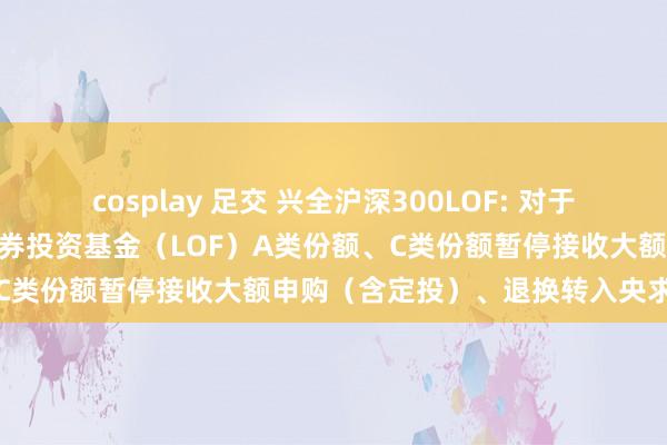 cosplay 足交 兴全沪深300LOF: 对于兴全沪深300指数增强型证券投资基金(LOF)A类份额、C类份额暂停接收大额申购(含定投)、退换转入央求的公告
