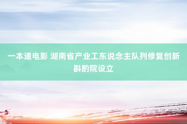 一本道电影 湖南省产业工东说念主队列修复创新斟酌院设立