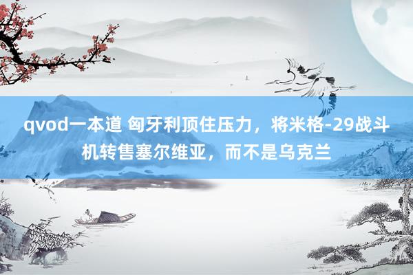qvod一本道 匈牙利顶住压力，将米格-29战斗机转售塞尔维亚，而不是乌克兰