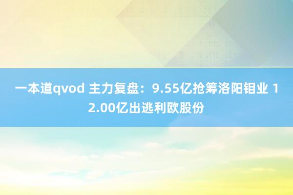 一本道qvod 主力复盘：9.55亿抢筹洛阳钼业 12.00亿出逃利欧股份