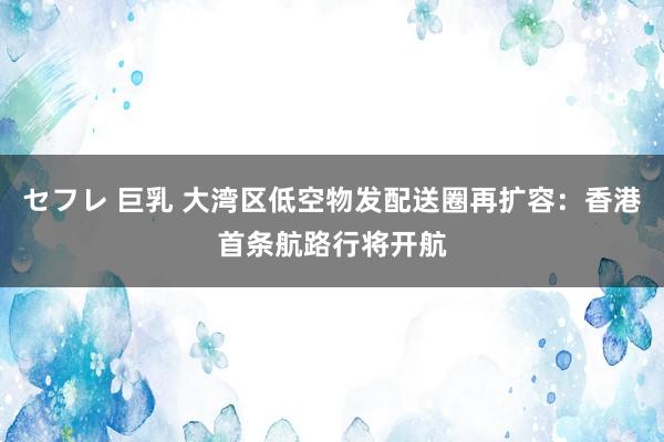 セフレ 巨乳 大湾区低空物发配送圈再扩容：香港首条航路行将开航