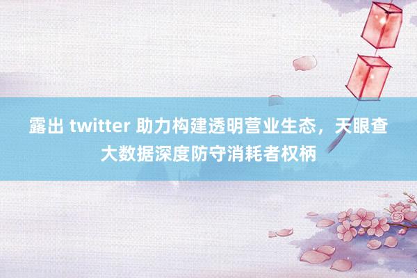 露出 twitter 助力构建透明营业生态，天眼查大数据深度防守消耗者权柄