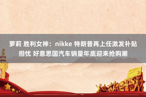 萝莉 胜利女神：nikke 特朗普再上任激发补贴担忧 好意思国汽车销量年底迎来抢购潮