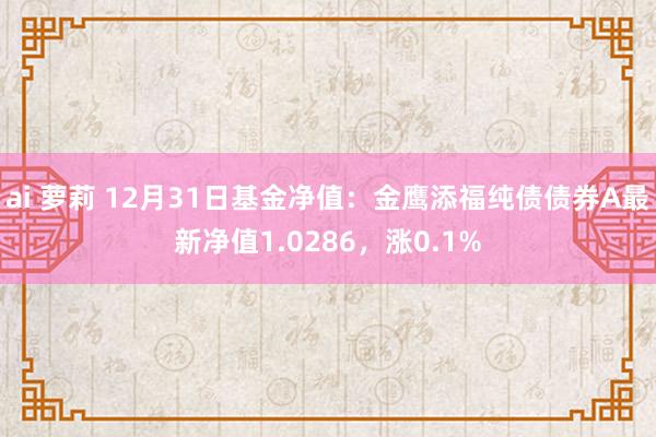 ai 萝莉 12月31日基金净值：金鹰添福纯债债券A最新净值1.0286，涨0.1%
