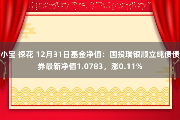 小宝 探花 12月31日基金净值：国投瑞银顺立纯债债券最新净值1.0783，涨0.11%