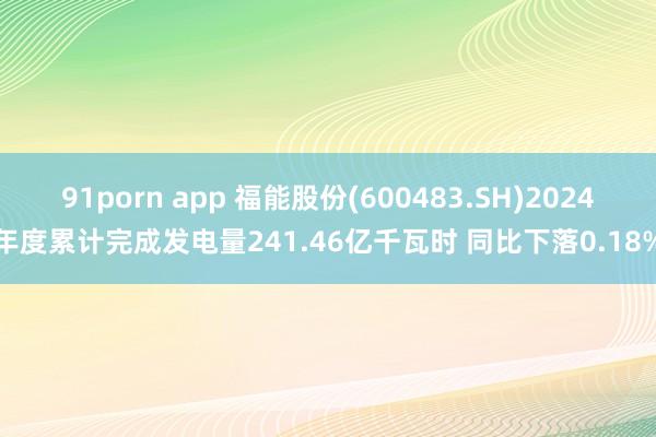 91porn app 福能股份(600483.SH)2024年度累计完成发电量241.46亿千瓦时 同比下落0.18%