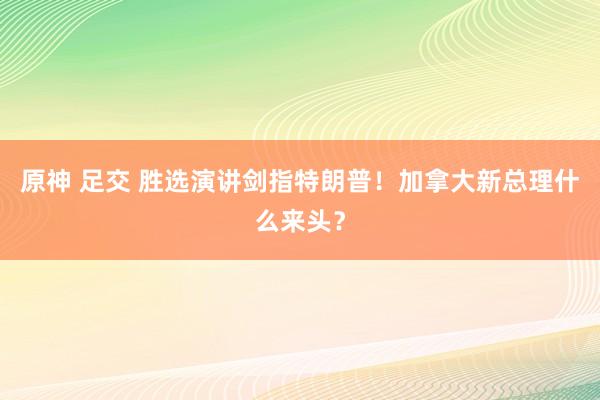 原神 足交 胜选演讲剑指特朗普！加拿大新总理什么来头？
