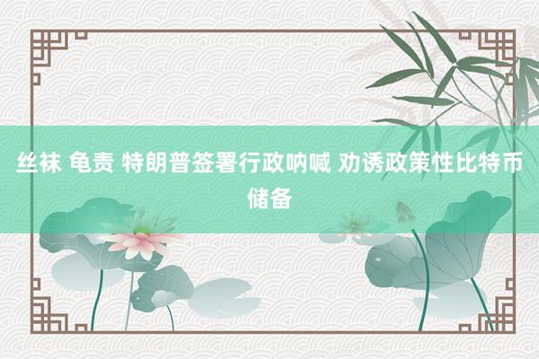 丝袜 龟责 特朗普签署行政呐喊 劝诱政策性比特币储备