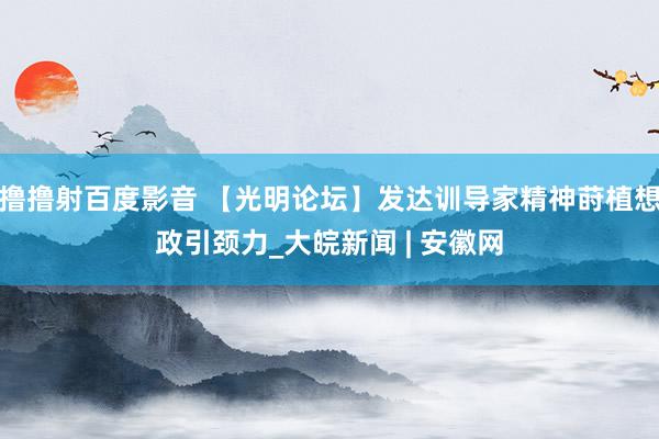撸撸射百度影音 【光明论坛】发达训导家精神莳植想政引颈力_大皖新闻 | 安徽网