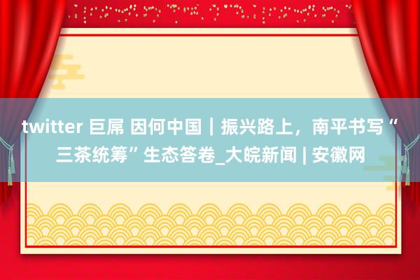 twitter 巨屌 因何中国｜振兴路上，南平书写“三茶统筹”生态答卷_大皖新闻 | 安徽网