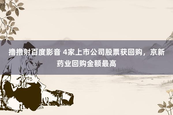 撸撸射百度影音 4家上市公司股票获回购，京新药业回购金额最高