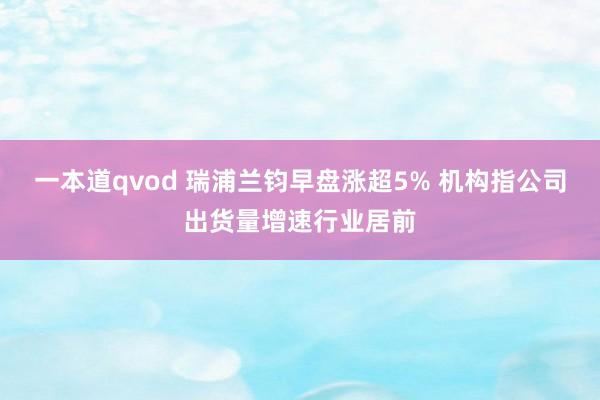 一本道qvod 瑞浦兰钧早盘涨超5% 机构指公司出货量增速行业居前