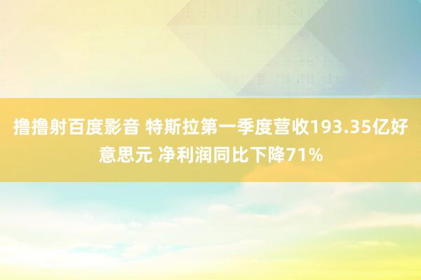 撸撸射百度影音 特斯拉第一季度营收193.35亿好意思元 净利润同比下降71%