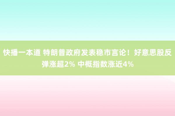 快播一本道 特朗普政府发表稳市言论！好意思股反弹涨超2% 中概指数涨近4%